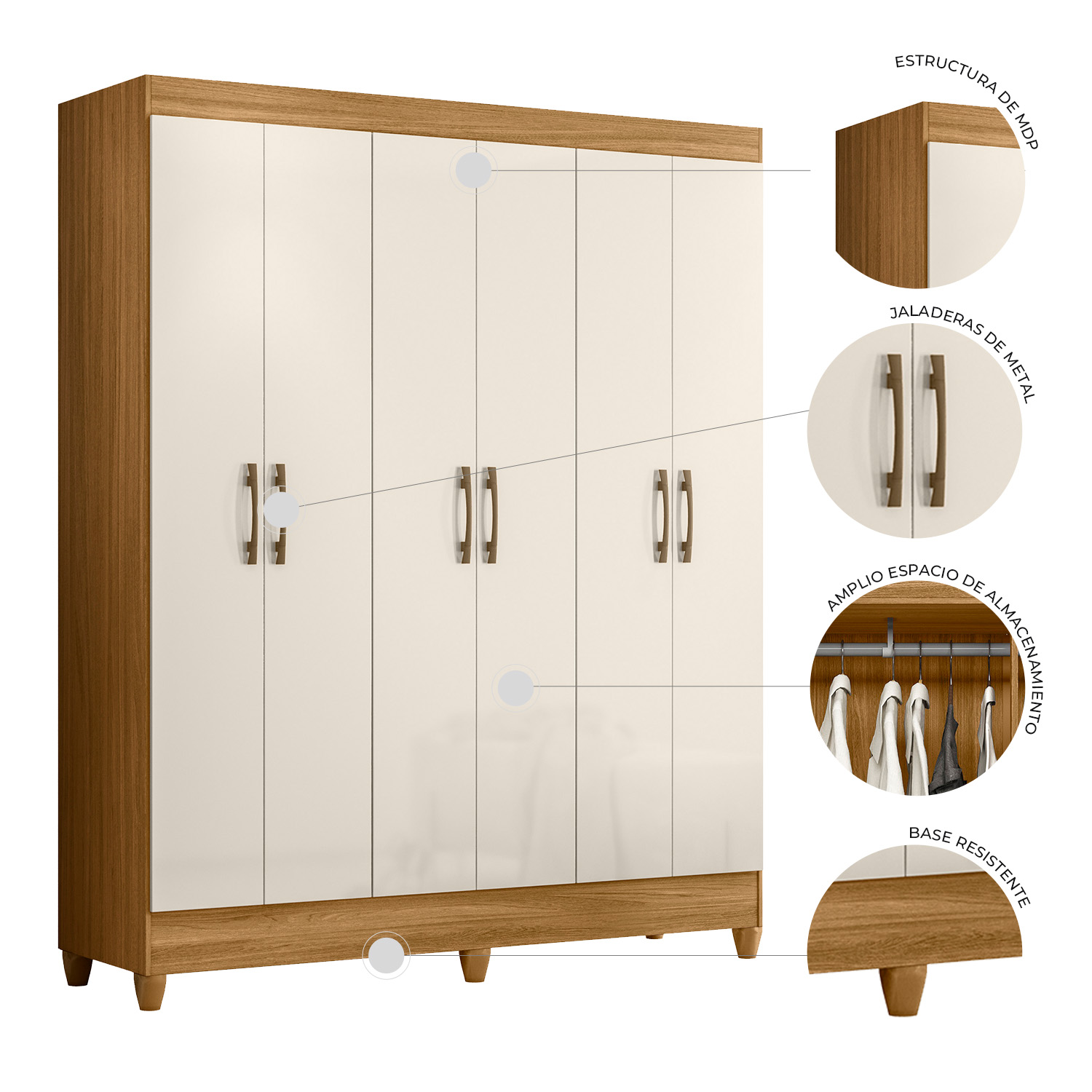 Foto 4 pulgar | Mundo In Ropero Quintero Mdp Mueble Amplio Closet Para Ropa