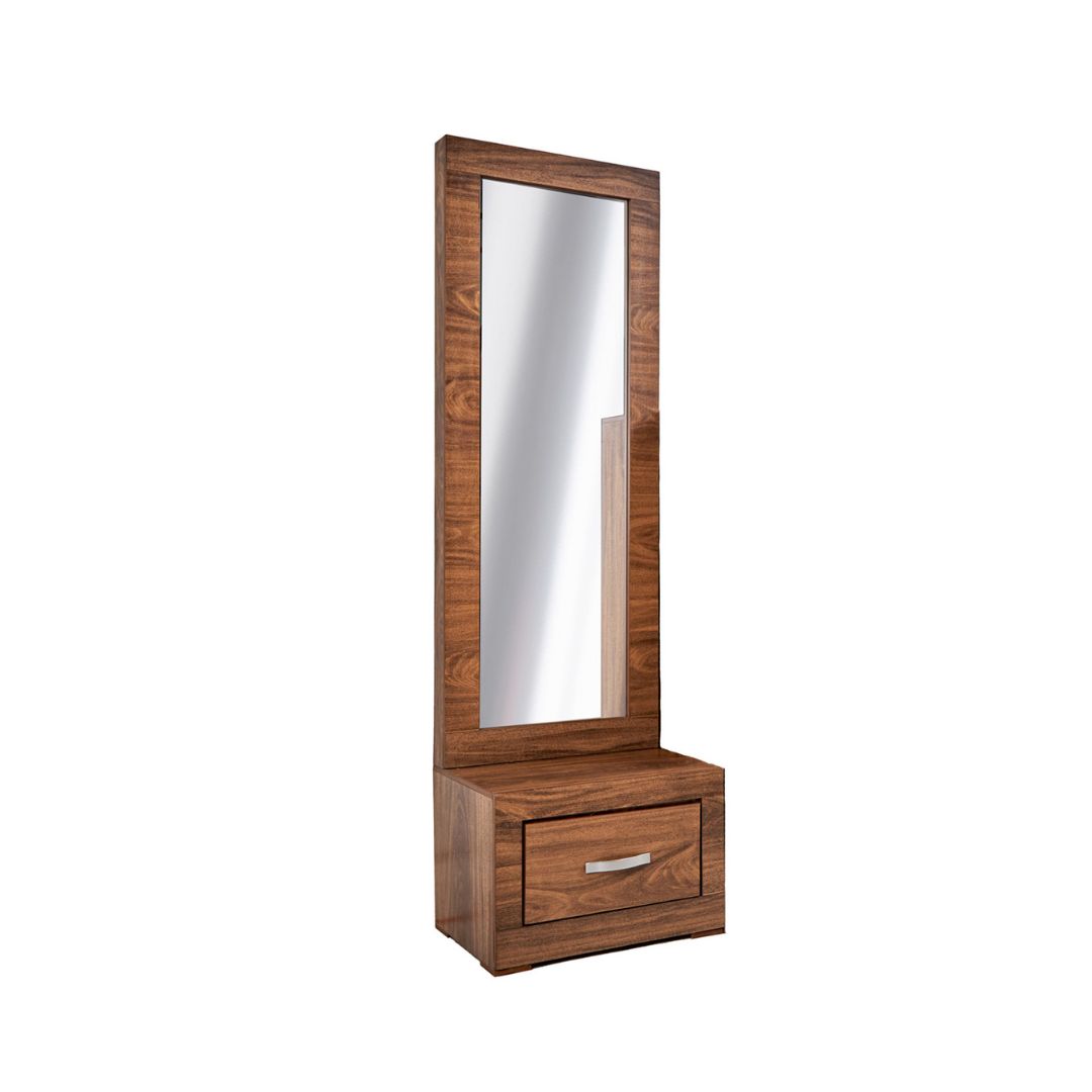 Foto 3 | Espejo De Cuerpo Completo / De Pie Con 1 Cajón Color Nogal - Madera Mdf