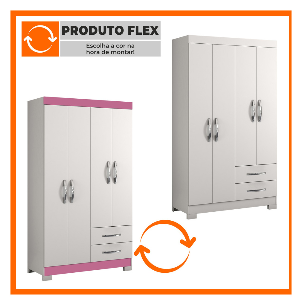 Foto 4 pulgar | Ropero Closet Skal 4 Puertas Y 2 Cajones Blanco