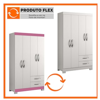 Foto 3 | Ropero Closet Skal 4 Puertas Y 2 Cajones Blanco