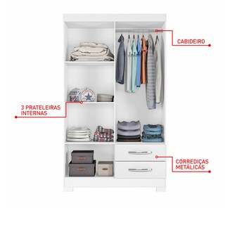 Foto 4 | Ropero Closet Skal 4 Puertas Y 2 Cajones Blanco