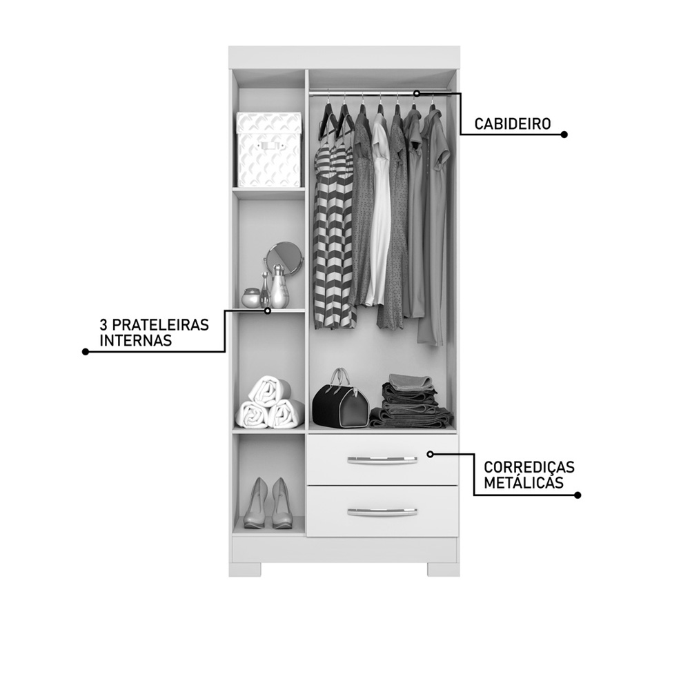 Foto 6 pulgar | Ropero Closet Skal 3 Puertas Y 2 Cajones