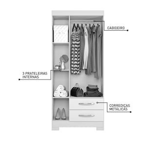 Foto 5 | Ropero Closet Skal 3 Puertas Y 2 Cajones