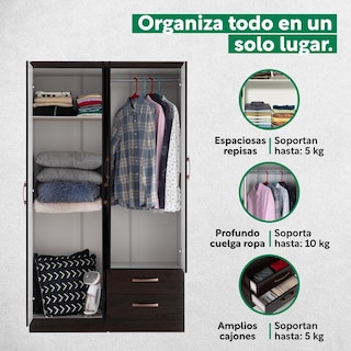 Foto 4 | Ropero Guardaropa Armario Moderno Con 4 Puertas Y 2 Cajones