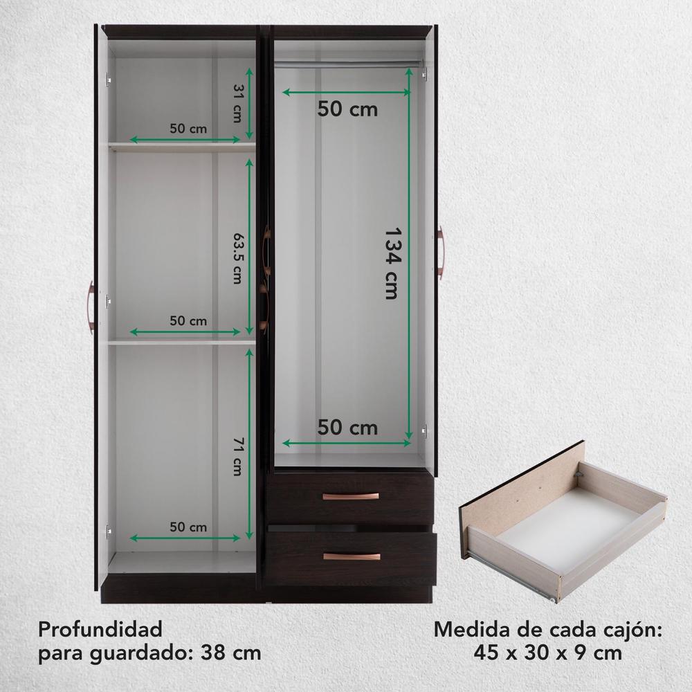Foto 7 pulgar | Ropero Guardaropa Armario Moderno Con 4 Puertas Y 2 Cajones
