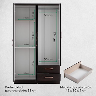 Foto 6 | Ropero Guardaropa Armario Moderno Con 4 Puertas Y 2 Cajones