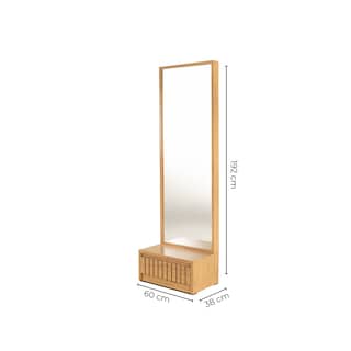 Foto 6 | Espejo De Cuerpo Completo / De Pie Con 1 Cajón Color Natural - Madera Industrializada