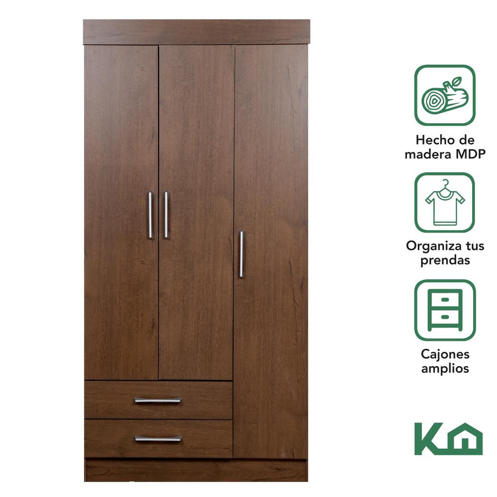 Foto 4 pulgar | Ropero de Madera KingsHouse Marrón 182 cm