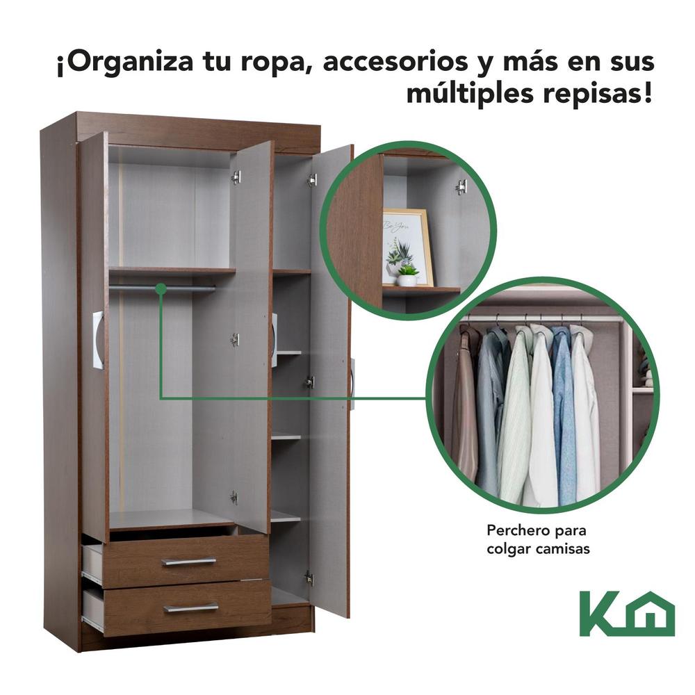 Foto 5 pulgar | Ropero de Madera KingsHouse Marrón 182 cm