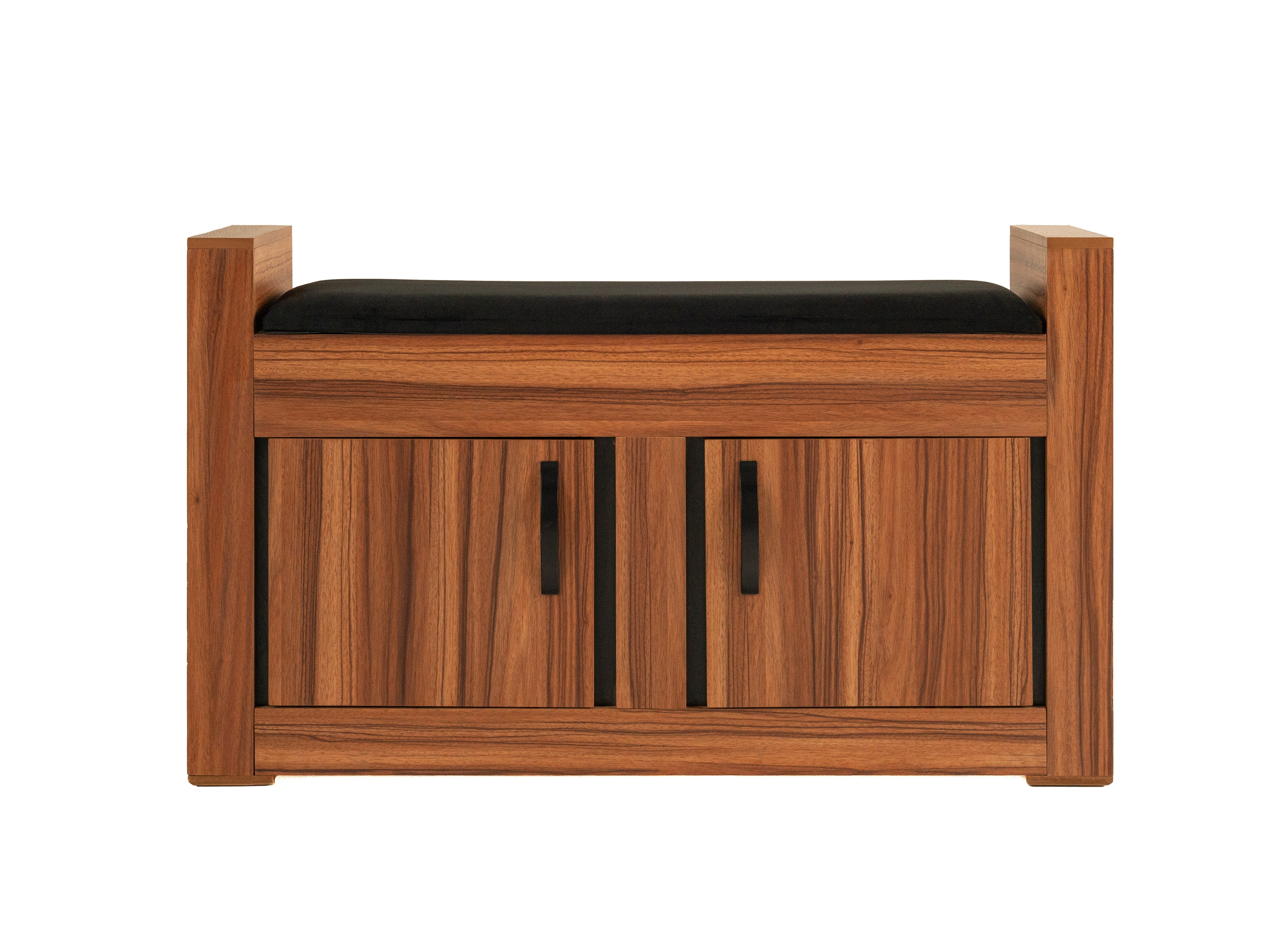 Baúl - Pie De Cama Con 2 Compartimentos Y Banca Tapizada Color Nogal - Melamina $3,739