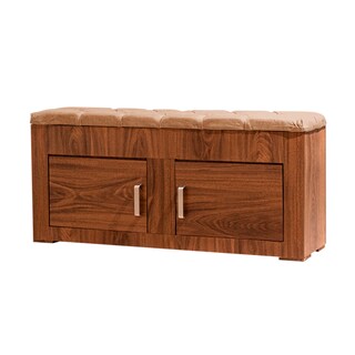 Foto 2 | Baúl - Pie De Cama Con 2 Compartimentos Y Banca Tapizada Color Nogal - Madera Industrializada Y Tapizado
