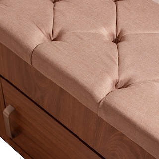 Foto 4 | Baúl - Pie De Cama Con 2 Compartimentos Y Banca Tapizada Color Nogal - Madera Industrializada Y Tapizado