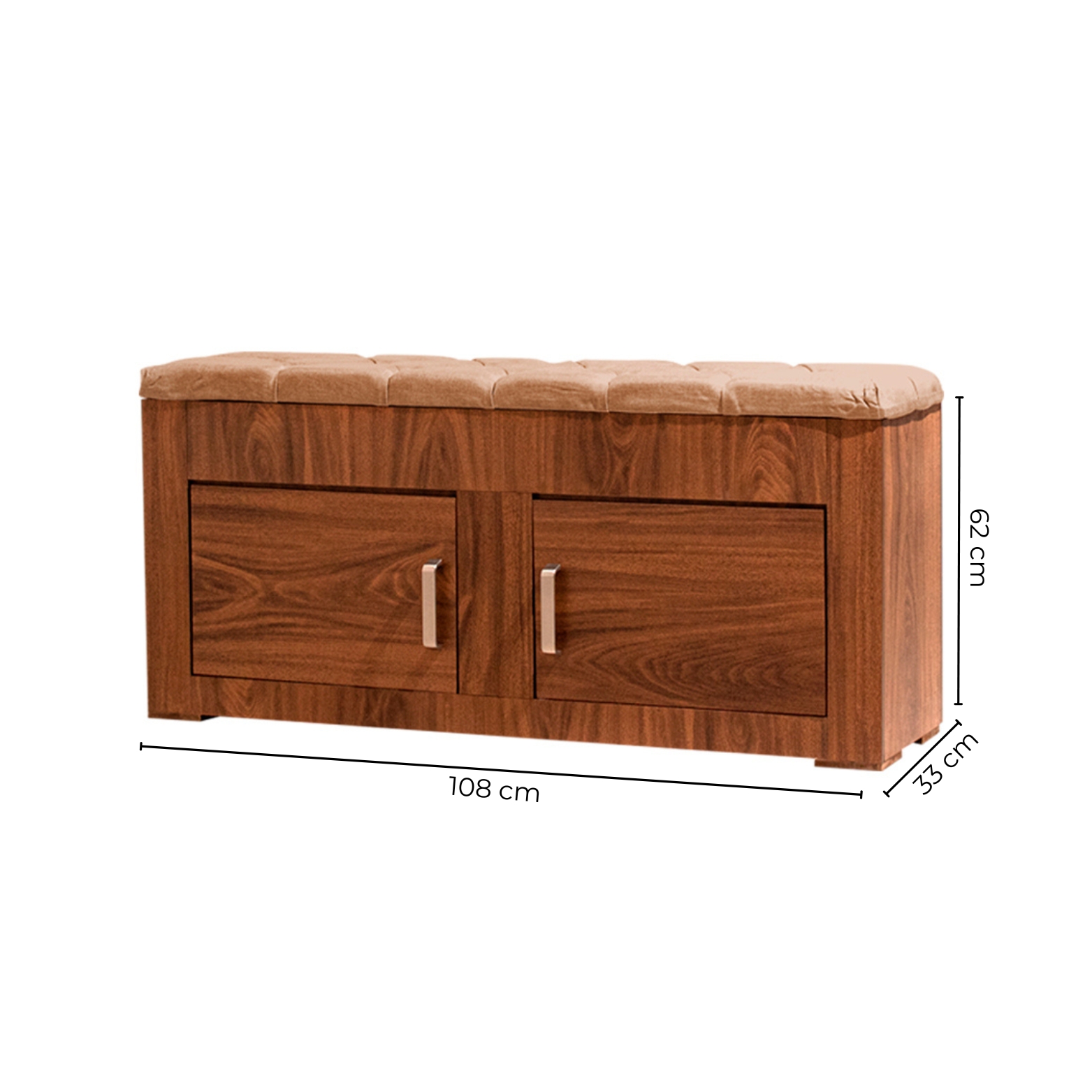 Foto 8 | Baúl - Pie De Cama Con 2 Compartimentos Y Banca Tapizada Color Nogal - Madera Industrializada Y Tapizado