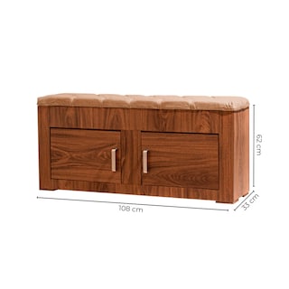 Foto 8 | Baúl - Pie De Cama Con 2 Compartimentos Y Banca Tapizada Color Nogal - Madera Industrializada Y Tapizado