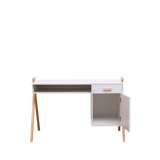 Foto 3 | Escritorio Infantil Rectangular Blanco Con 1 Cajón Y 1 Puerta Hecho De Madera Maciza Y Mdf