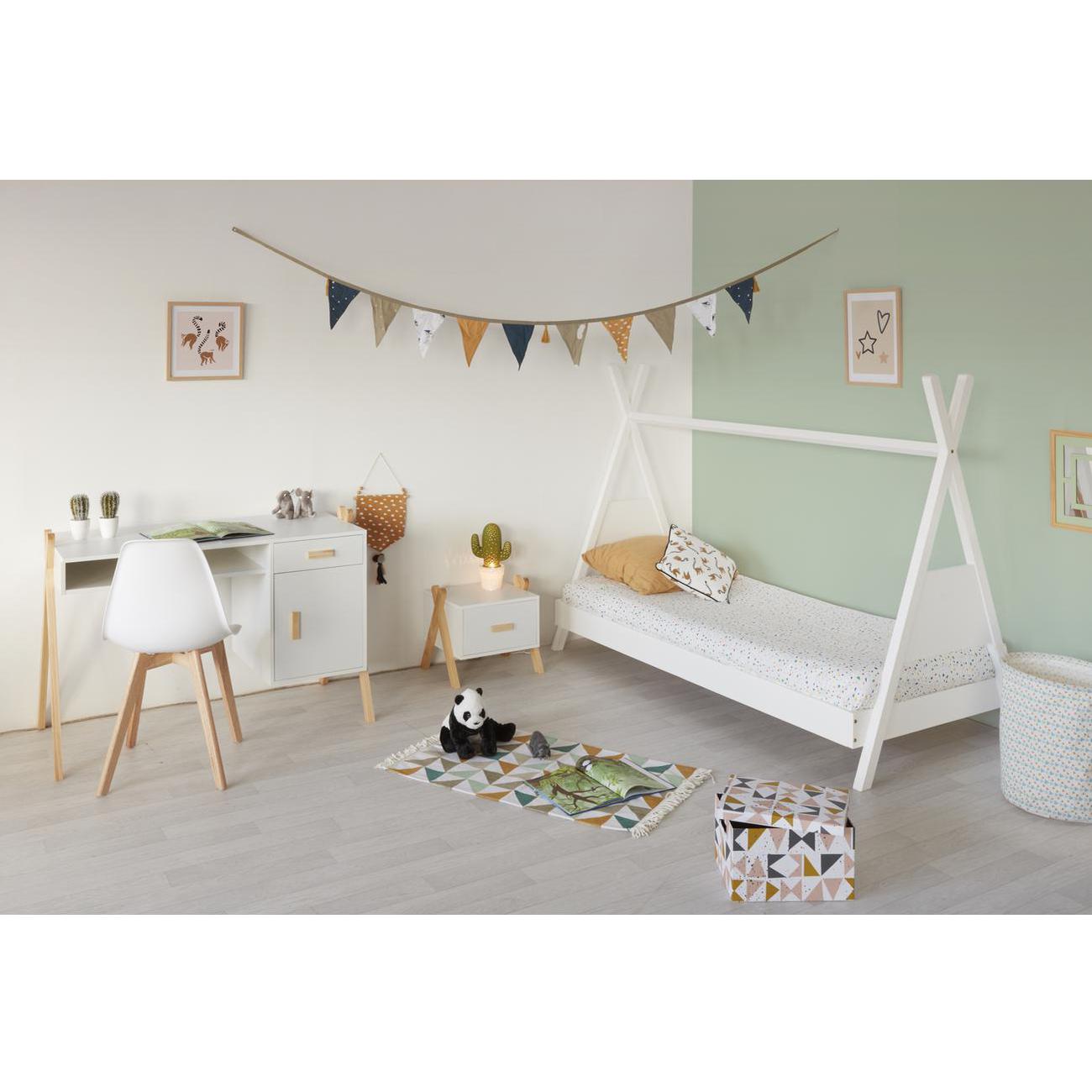 Foto 7 | Escritorio Infantil Rectangular Blanco Con 1 Cajón Y 1 Puerta Hecho De Madera Maciza Y Mdf