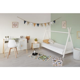 Foto 7 | Escritorio Infantil Rectangular Blanco Con 1 Cajón Y 1 Puerta Hecho De Madera Maciza Y Mdf