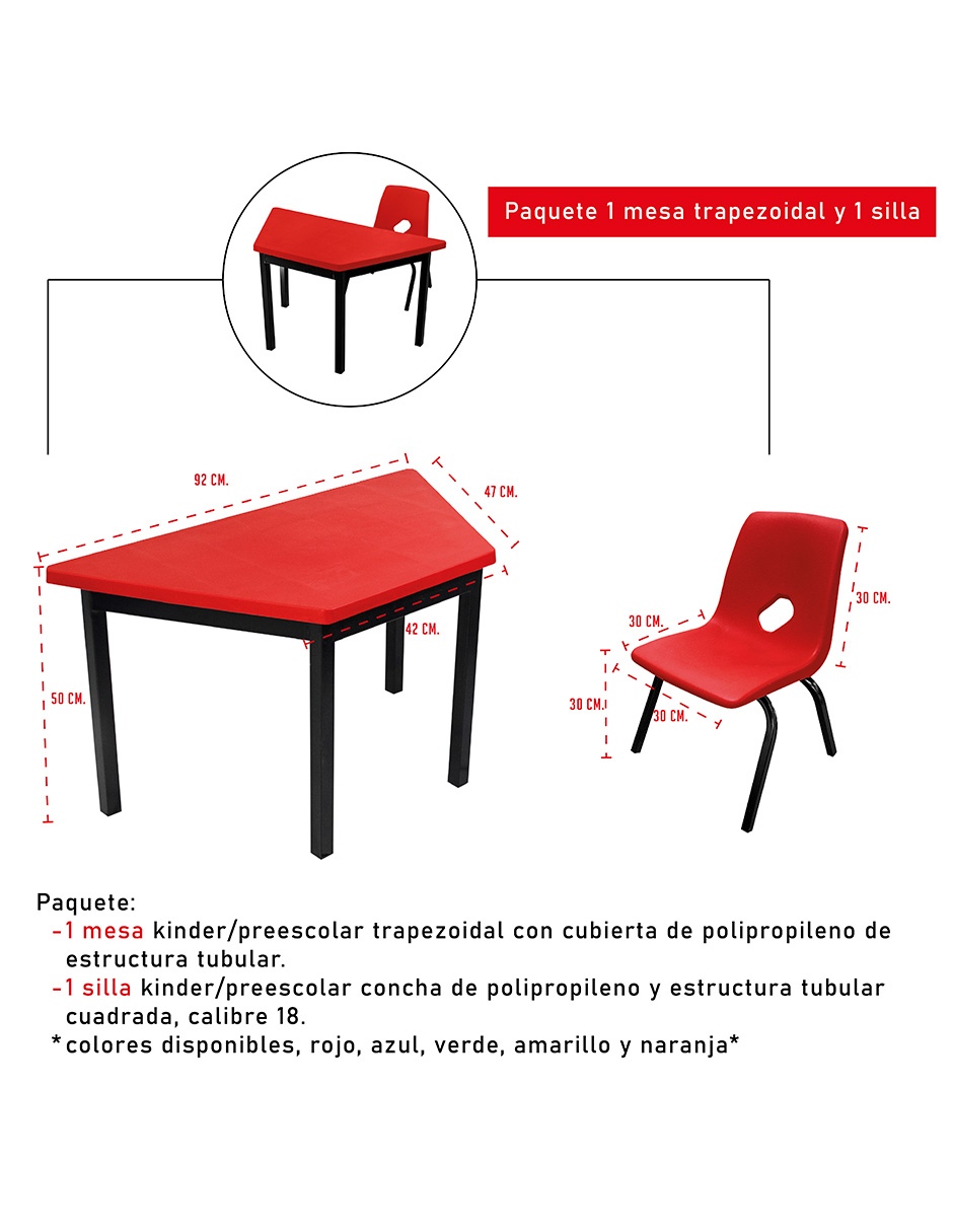 Foto 3 pulgar | Mesa y Silla Trapezoidal para Kinder Santivae