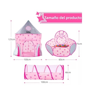 Foto 2 | Carpa Casita Tienda 3 En 1 Para Niños De Juego Túnel, Belug Rosa