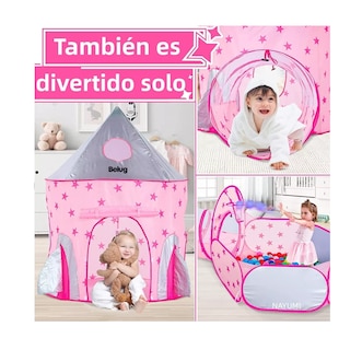 Foto 4 | Carpa Casita Tienda 3 En 1 Para Niños De Juego Túnel, Belug Rosa