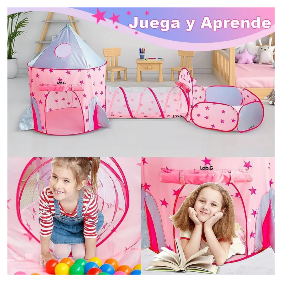 Foto 5 pulgar | Casita Para Niños Lab.g  Juegos Tienda Alberca De Pelotas 3 En 1 Rosa