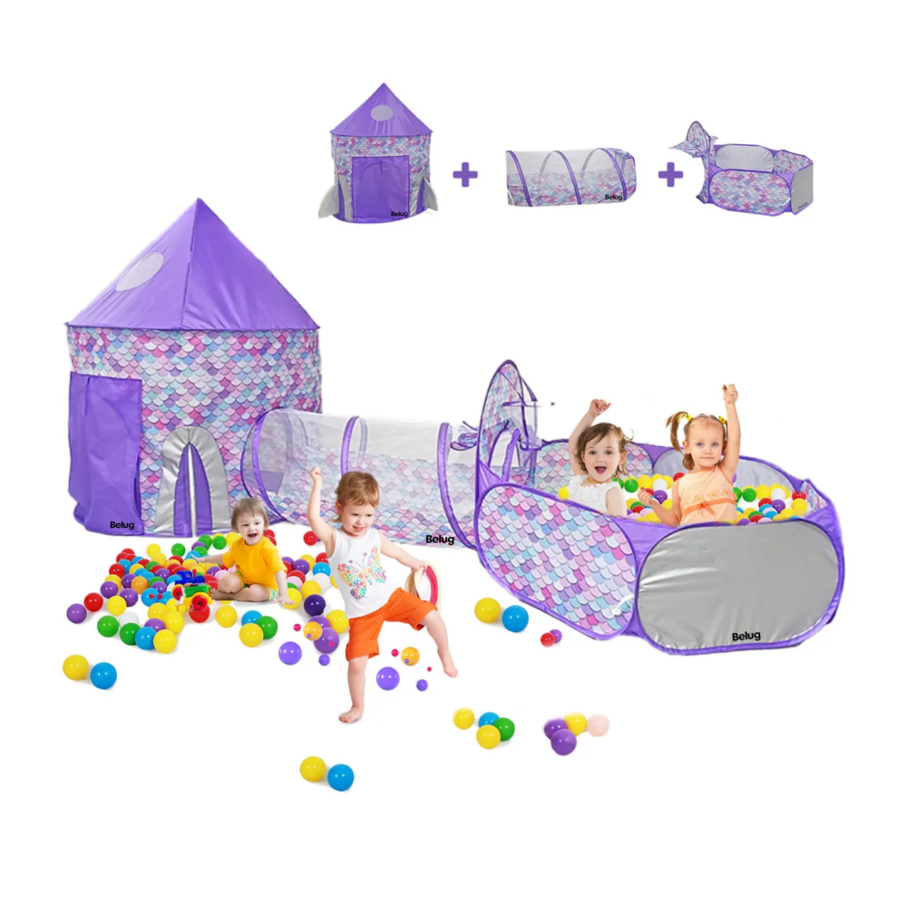 Foto 3 pulgar | Carpa Casita Para Niñas Con Túnel Alberca De Pelotas 3 En 1 Belug,  Morado Blanco