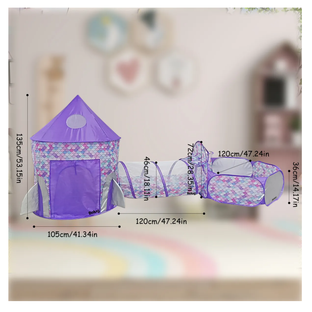 Foto 6 pulgar | Carpa Casita Para Niñas Con Túnel Alberca De Pelotas 3 En 1 Belug,  Morado Blanco