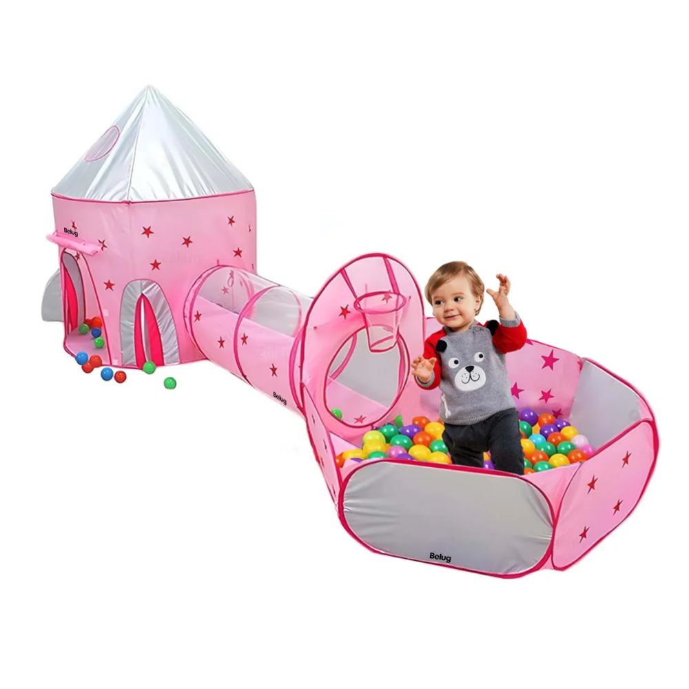 Foto 2 pulgar | Casita Para Niños Belug Juegos Tienda Alberca De Pelotas 3 En 1 Rosa