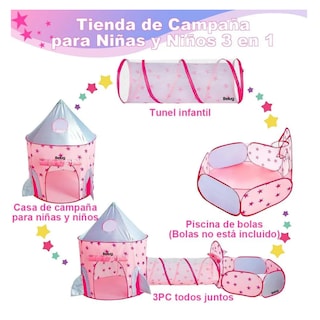 Foto 5 | Casita Para Niños Belug Juegos Tienda Alberca De Pelotas 3 En 1 Rosa