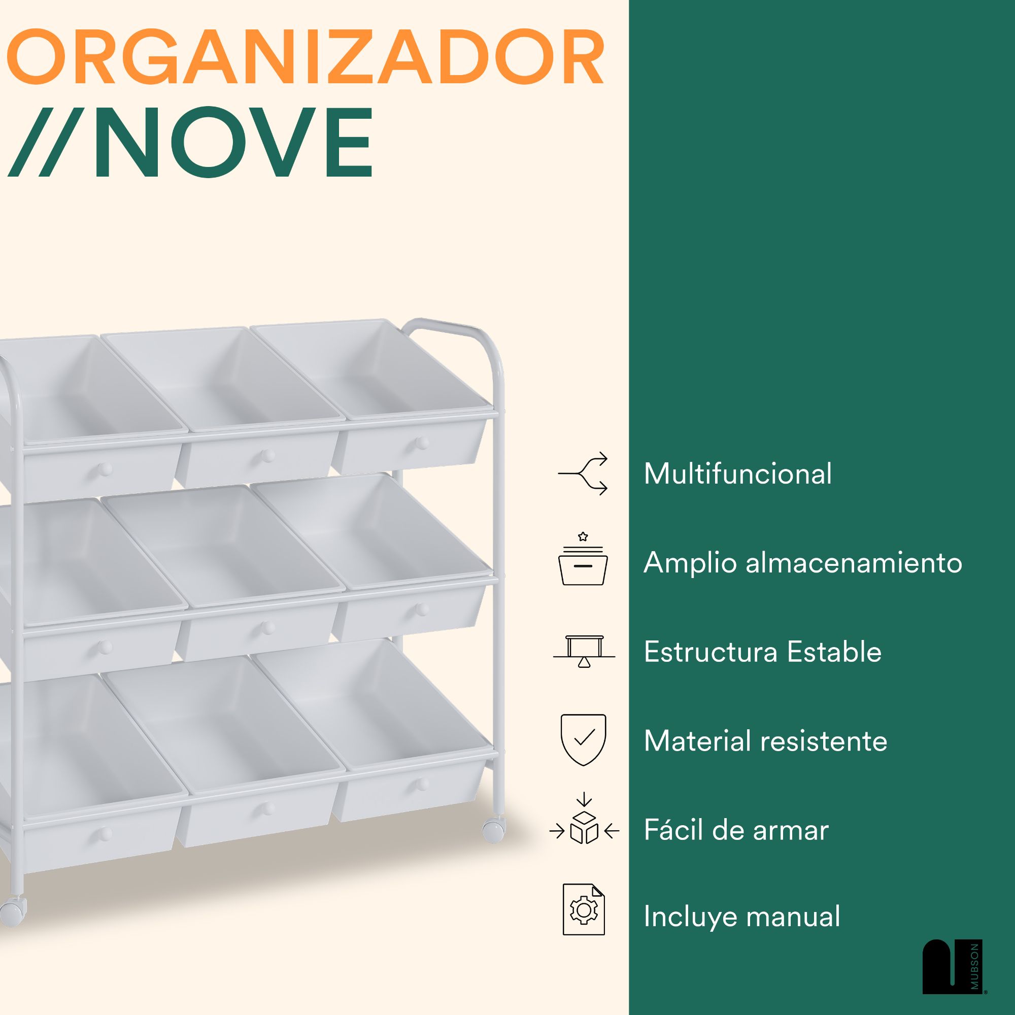 Foto 3 pulgar | Juguetero Multiusos con 9 Cajones Mubson Organizador Nove color Blanco