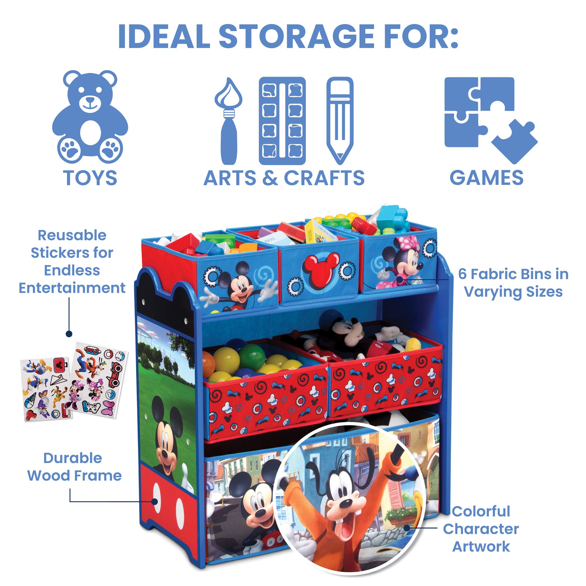 Foto 5 pulgar | Organizador De Juguetes Delta Children Disney Mickey Mouse, 6 Contenedores - Venta Internacional.