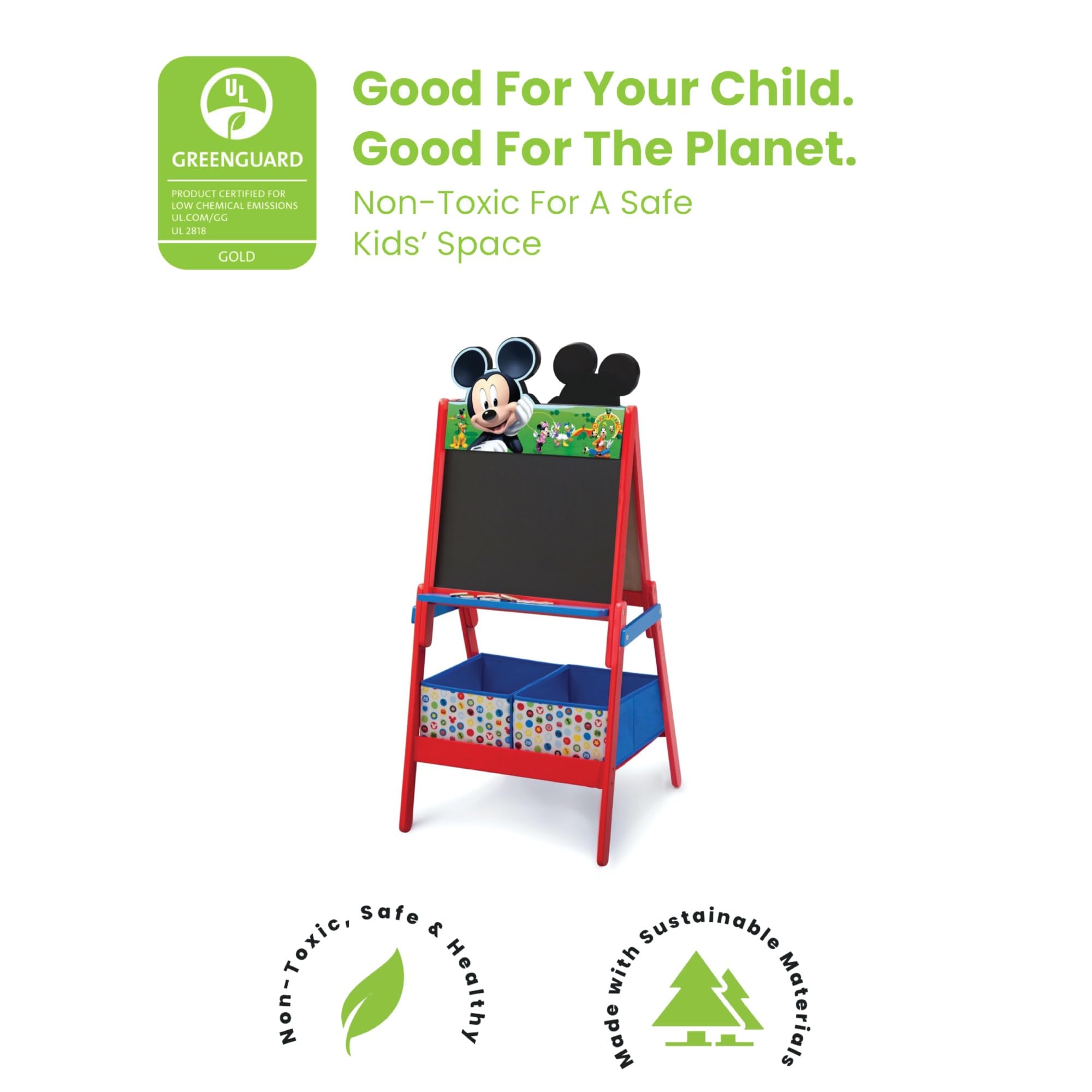 Foto 4 pulgar | Caballete Delta Para Niños De Madera De Doble Cara Con Almacenamiento Mickey - Venta Internacional.