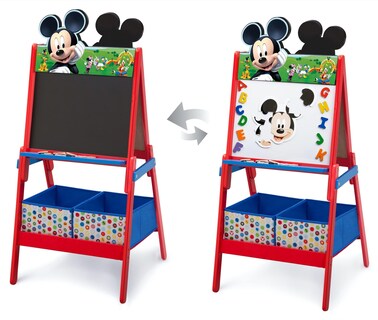 Foto 4 | Caballete Delta Para Niños De Madera De Doble Cara Con Almacenamiento Mickey - Venta Internacional.