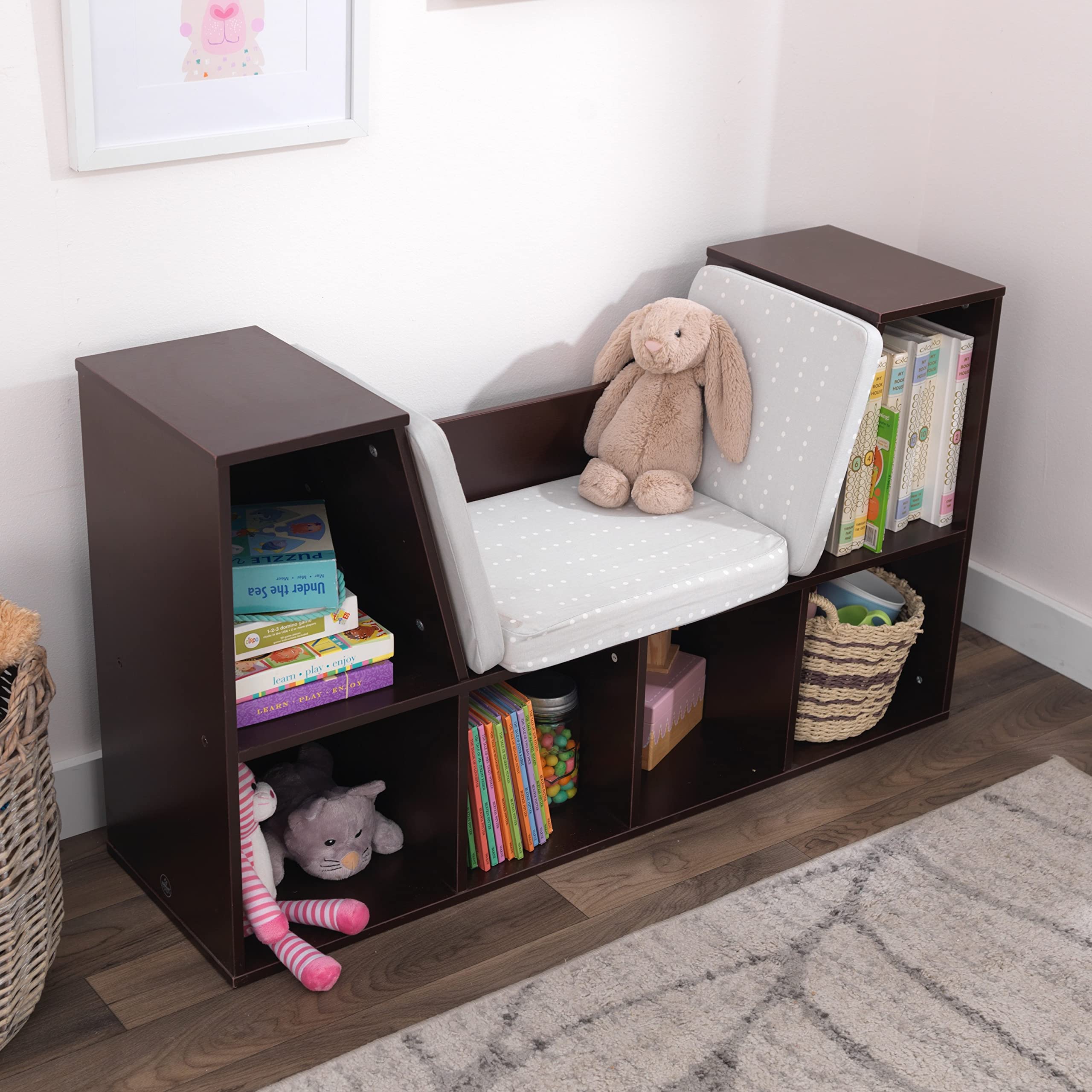 Foto 6 pulgar | Librería Kidkraft De Madera Con Rincón De Lectura, 6 Estantes Y Cojín - Venta Internacional.