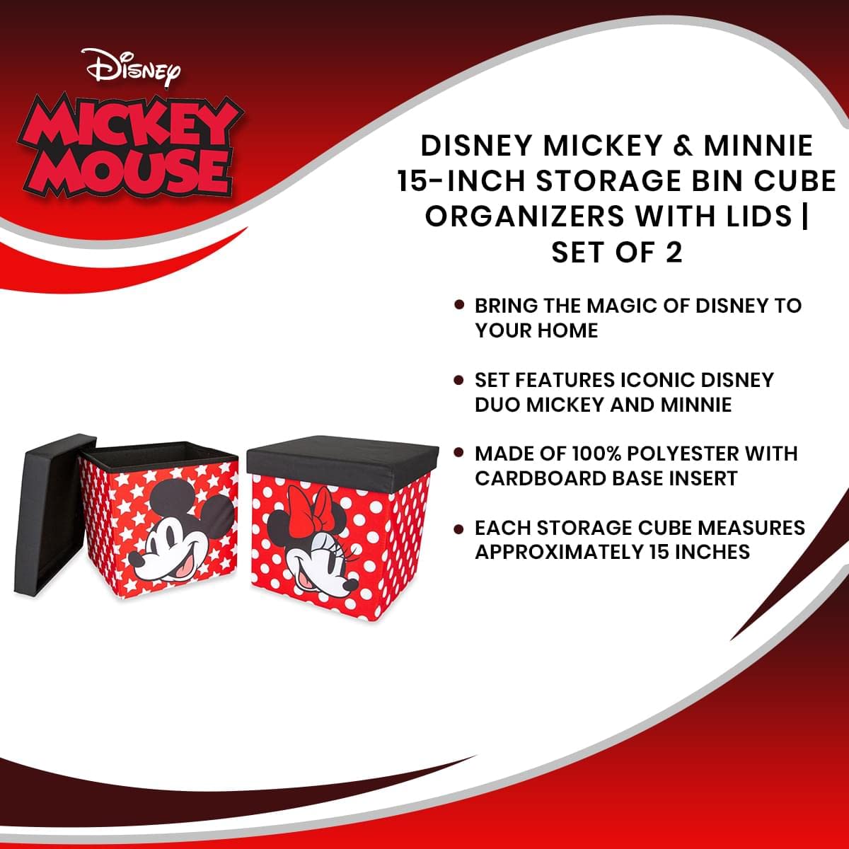 Foto 7 | Organizadores De Cubos Con Diseño De Mickey Y Minnie De Disney  38 Cm - Venta Internacional.