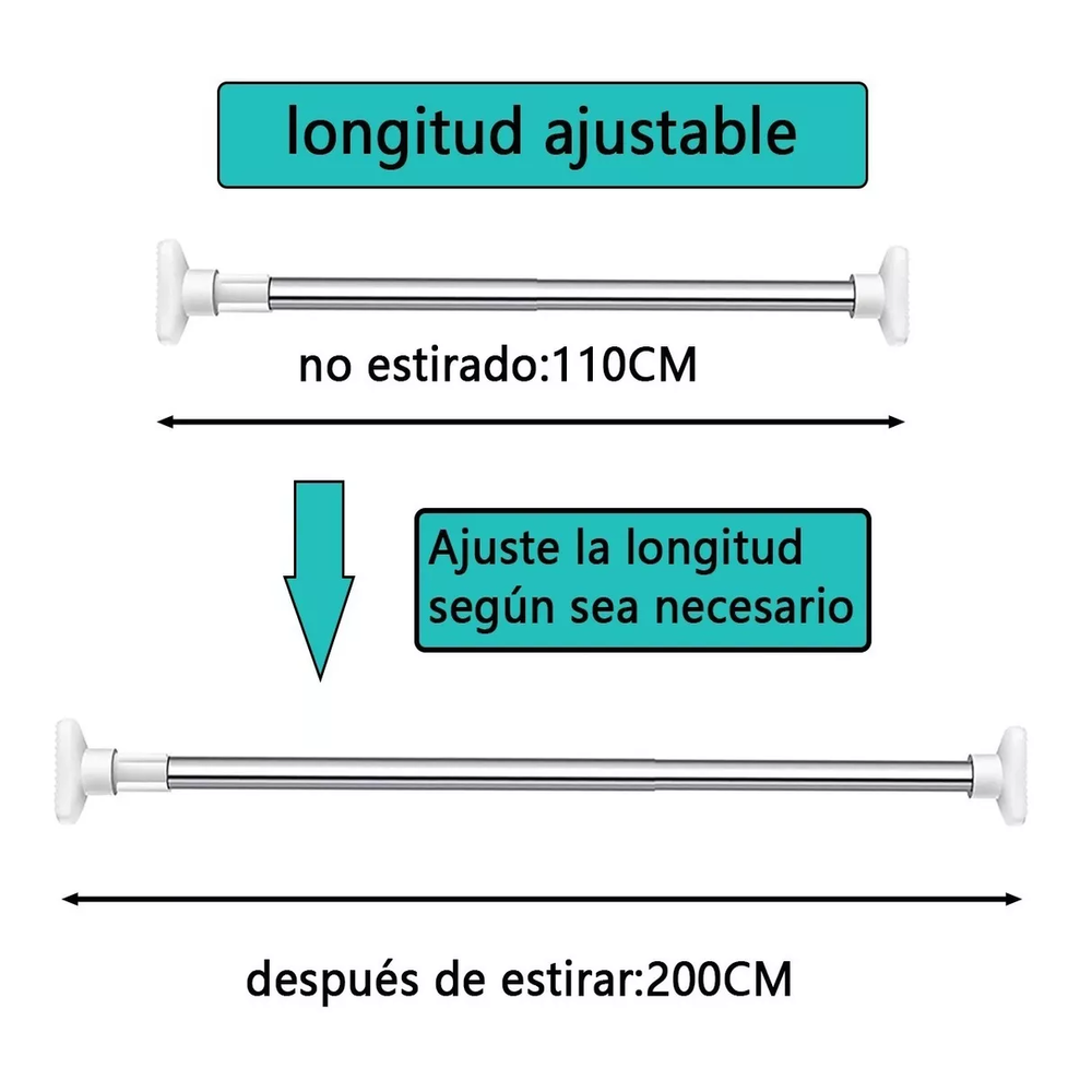 Foto 3 pulgar | Barra De Ropa Antiperforación Para Armario Telescópico Belug