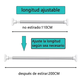 Foto 2 | Barra De Ropa Antiperforación Para Armario Telescópico Belug