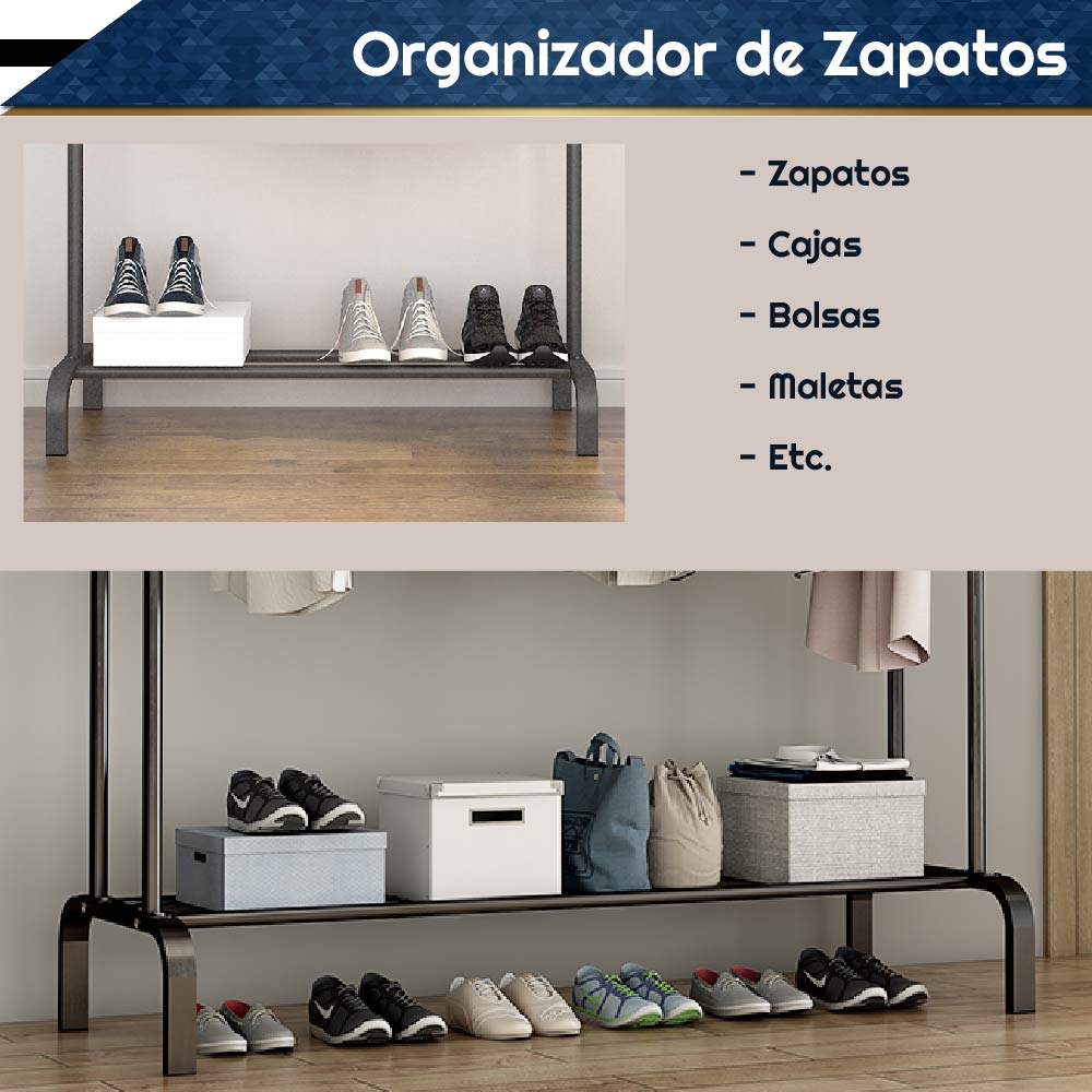 Foto 6 pulgar | Perchero Organizador Chic Fantasy JH-608B color Negro de Piso Rack Ropa Colgador Closet de Acero