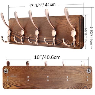 Foto 3 | Venta Internacional- Soporte Pared Skoloo Rústico 16'' Holgura Tablón Madera Pino 5 Ganchos Triples