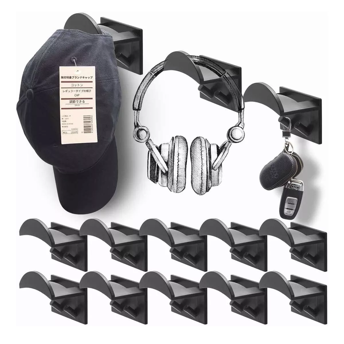 Foto 3 pulgar | Ganchos Percheros de Pared para Organizadores de Gorras Eo Safe Imports Esi-9609 Negro 10 PZAS