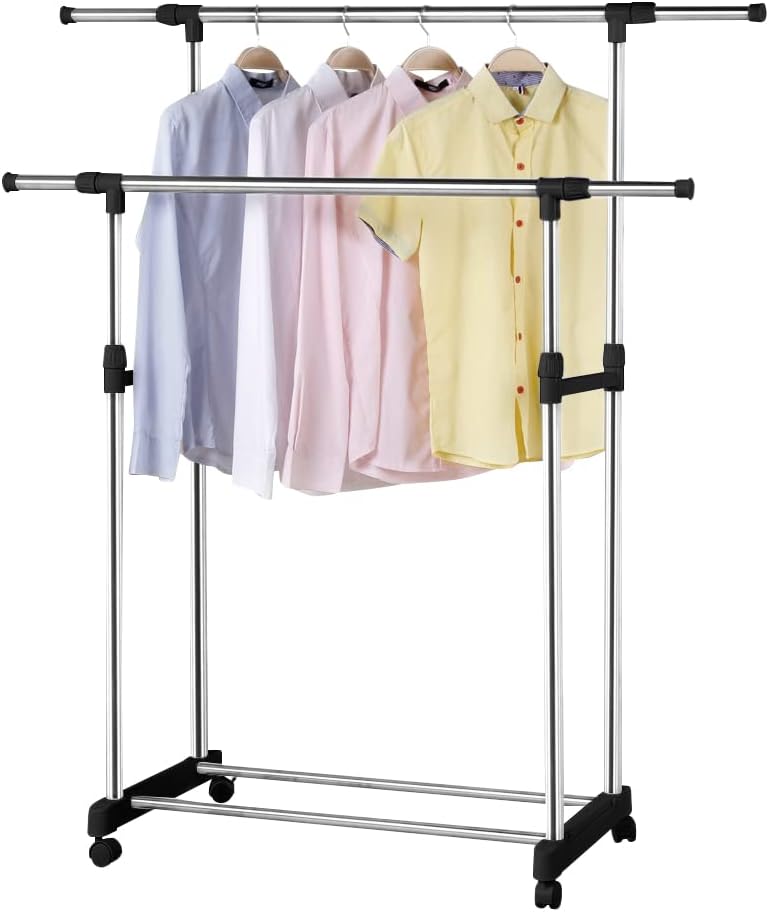 Foto 1 | Rack Organizador Doble con Ruedas para Ropa