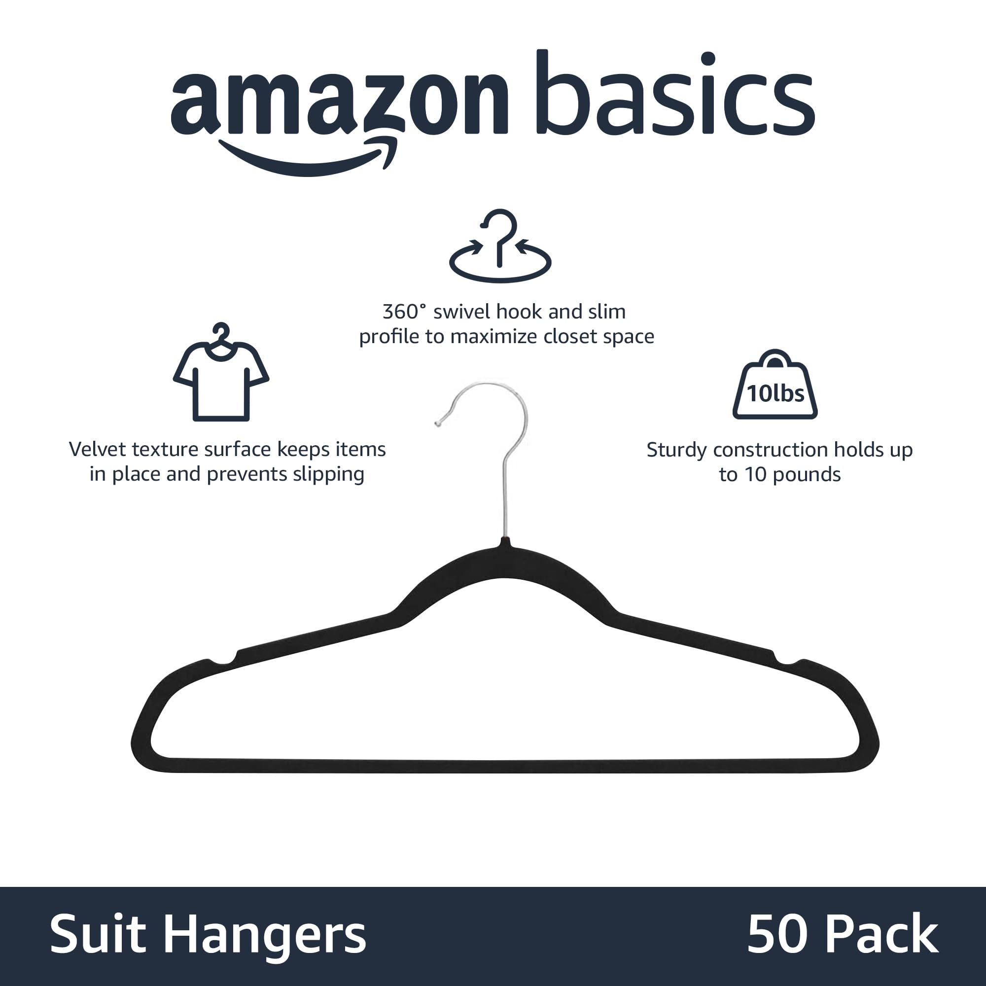 Foto 3 pulgar | Perchas para Ropa Amazon Basics de Terciopelo Paquete de 50 - Venta Internacional