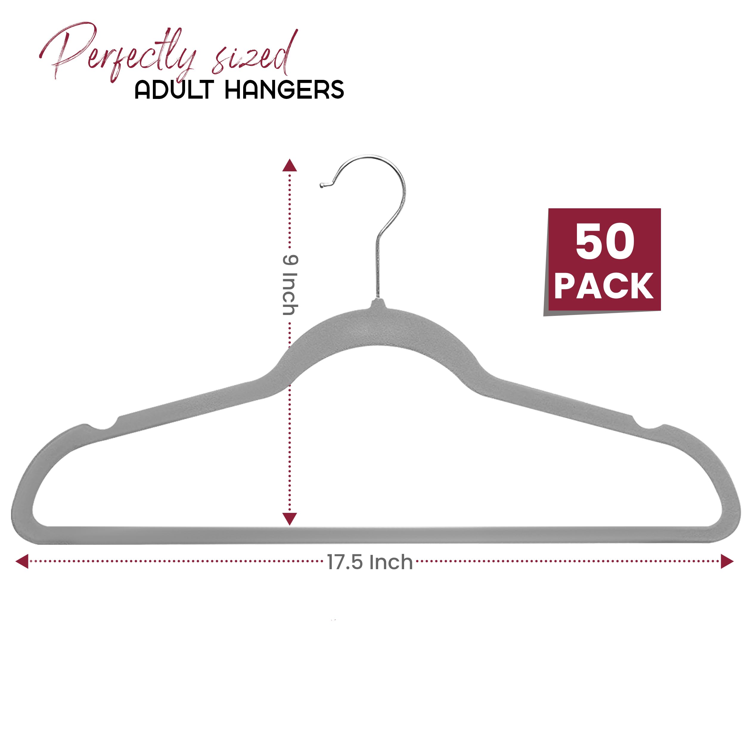 Foto 3 pulgar | Velvet Hangers Lux Decor Grey, Paquete De 50 Prendas Antideslizantes - Venta Internacional.