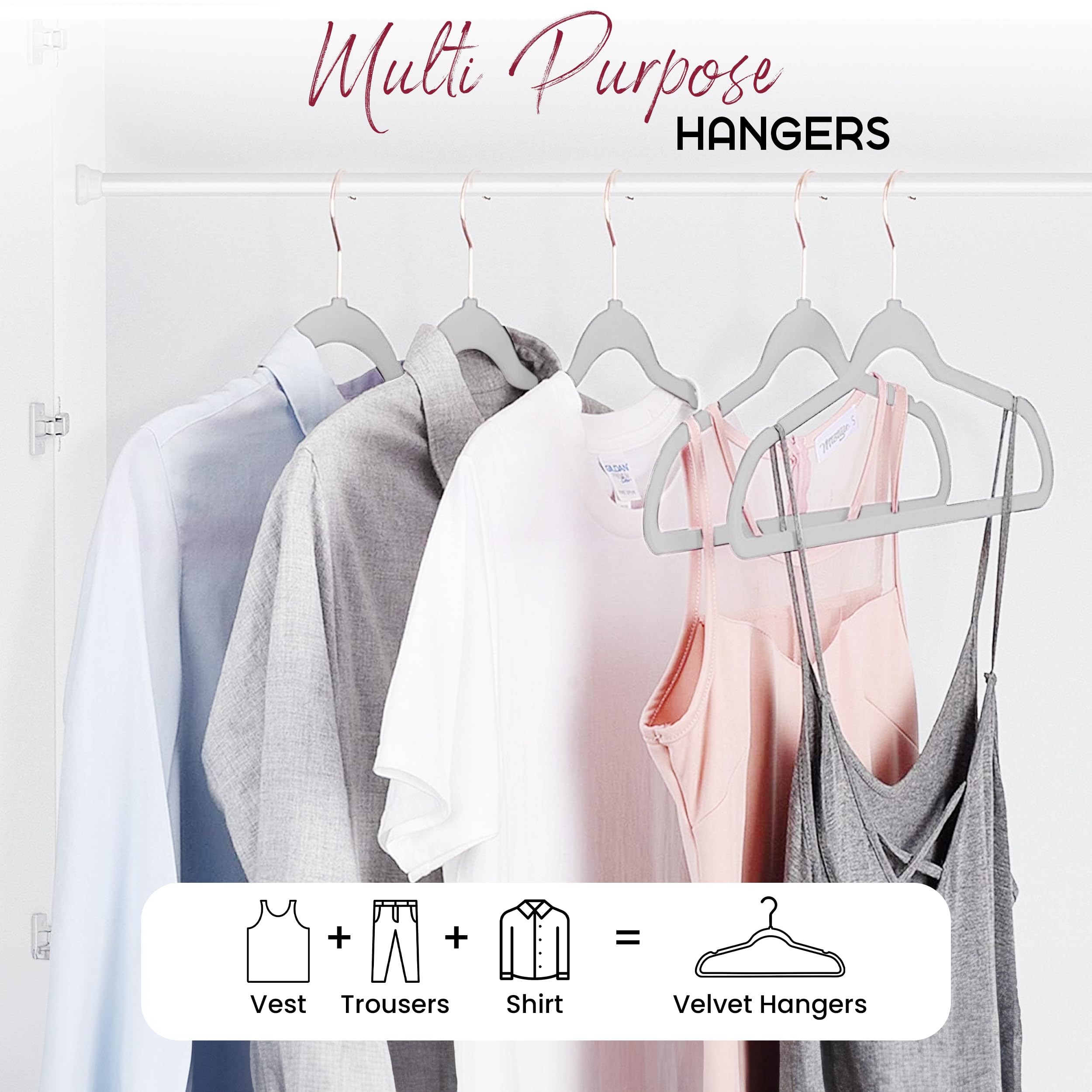 Foto 5 pulgar | Velvet Hangers Lux Decor Grey, Paquete De 50 Prendas Antideslizantes - Venta Internacional.