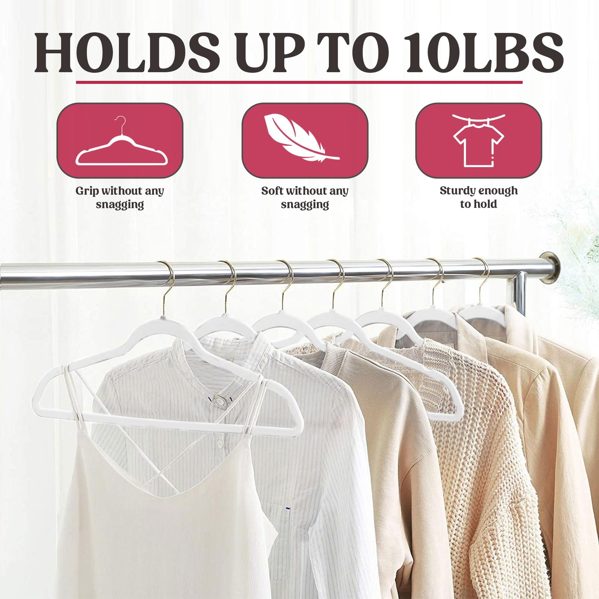 Foto 7 pulgar | Ganchos Velvet Hangers Lux Decor White 50 Piezas Antideslizantes - Venta Internacional