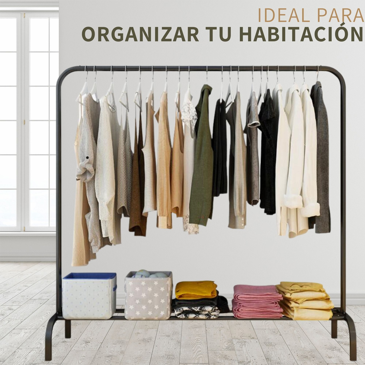 Foto 4 pulgar | Rack Organizador de Ropa Portátil con Ganchos y Estante Inferior color Blanco