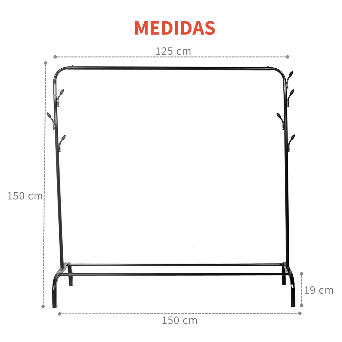 Foto 7 pulgar | Rack Organizador de Ropa Portátil con Ganchos y Estante Inferior color Blanco