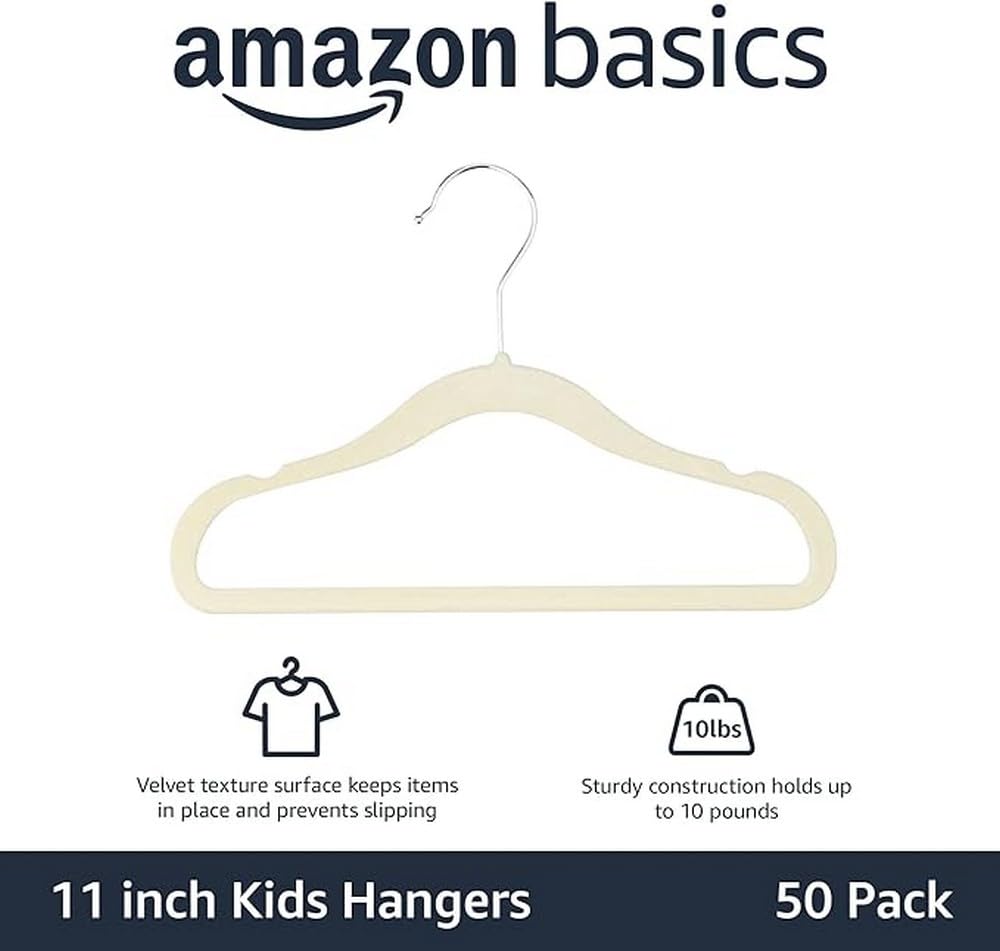 Foto 2 | Perchas Antideslizantes Amazon Basics De Terciopelo Para Niños, 50 Unidades - Venta Internacional.