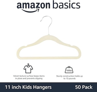 Foto 2 | Perchas Antideslizantes Amazon Basics De Terciopelo Para Niños, 50 Unidades - Venta Internacional.