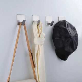 Foto 3 | Gancho Adhesivo De Acero Inoxidable Para Toallas De Baño 4pcs Eo Safe Imports Esi-15483 Plateado